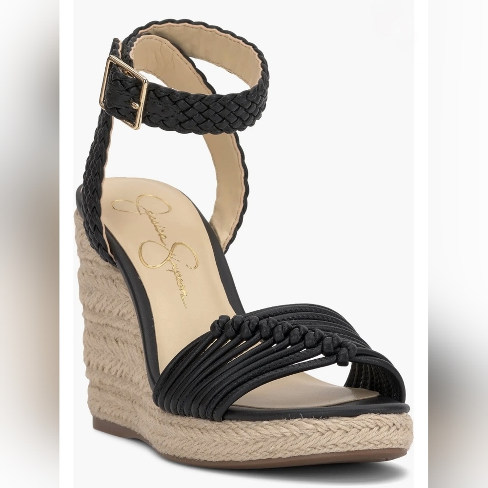 Jessica Simpson Talise Knotted Platform Espadrille Sandals Black Size 8.5M NIB